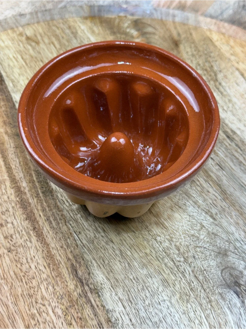 Vintage Terracotta Gugelhupf Mini Bundt Mold Brown Glazed Pottery